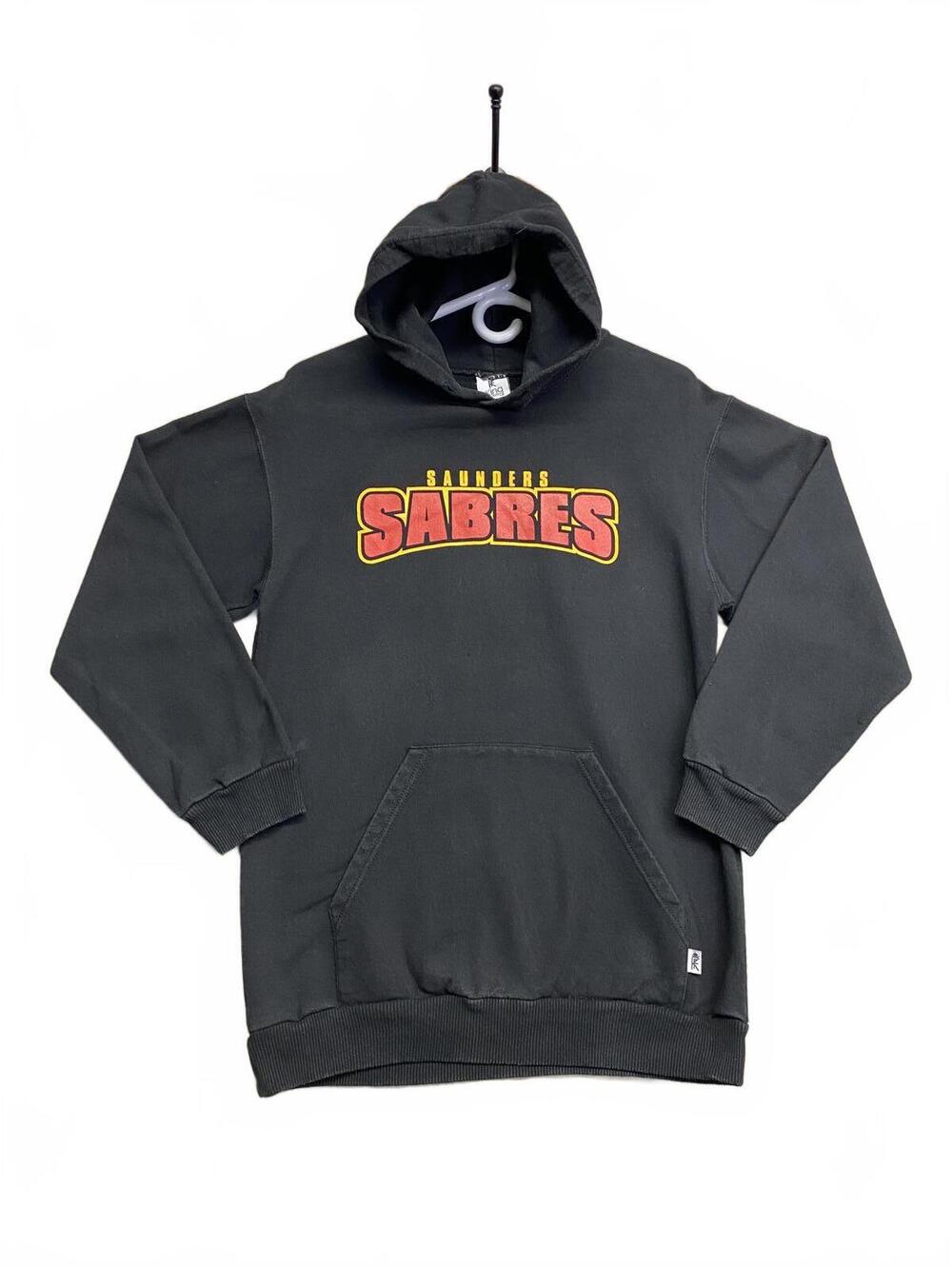 Vtg 80's 90's Saunders Sabres Black Hoodie King Fashions Tag Canada Size Small - Picture 1 of 6